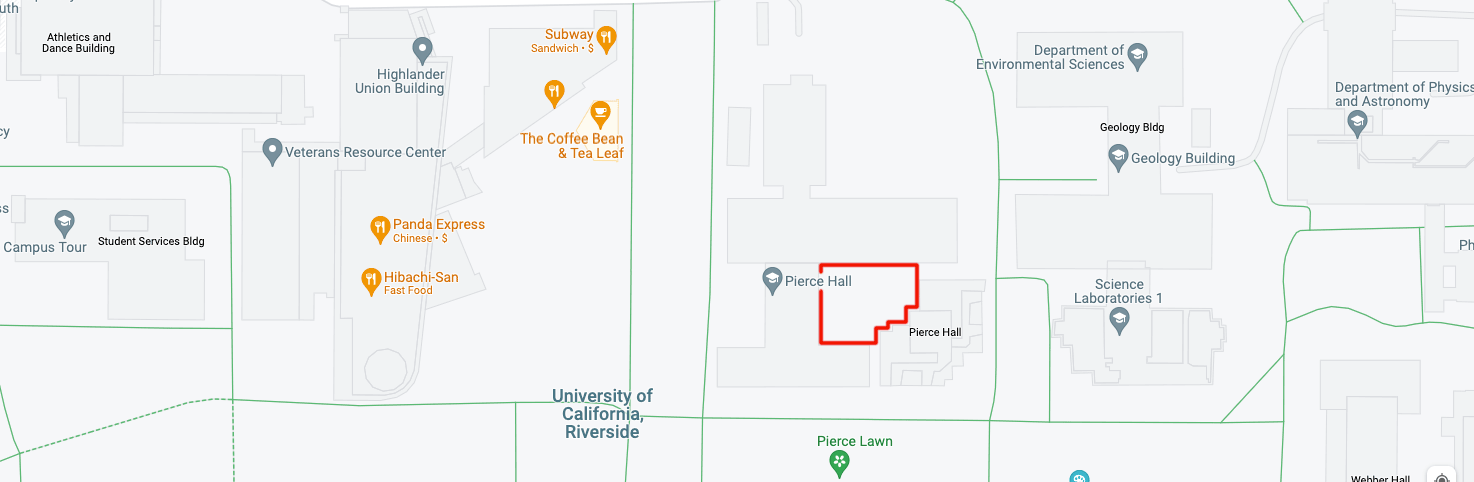 Pierce Hall Courtyard Map at UCR CNAS