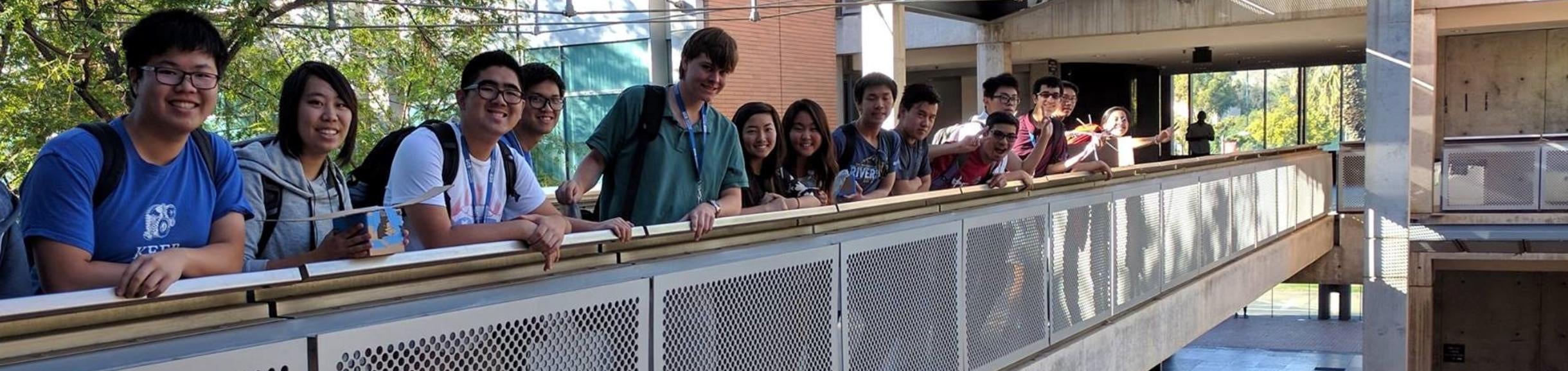 CNAS undergraduate students on a bridge