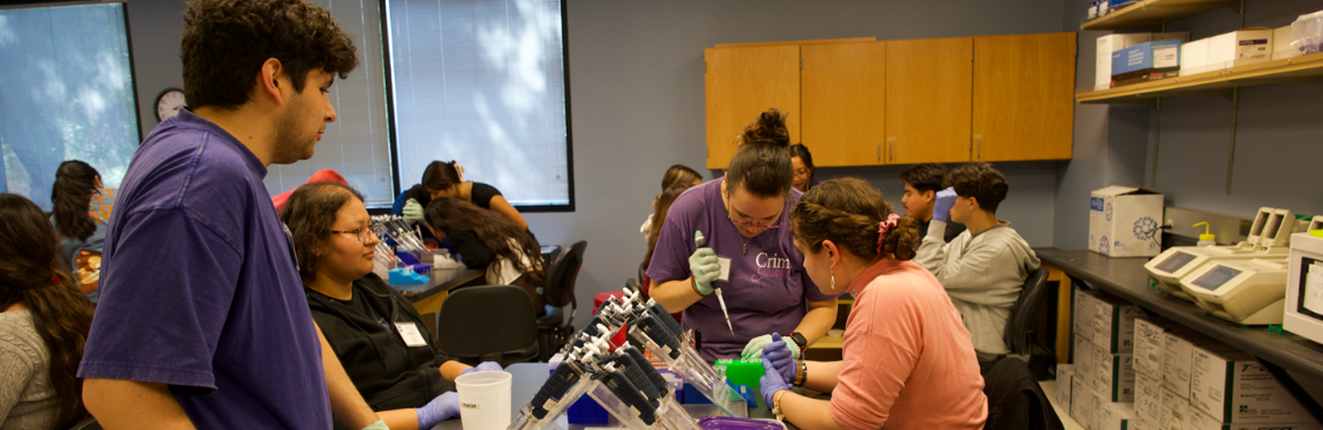 Students conducting lab work in the Sequencing to Success Program