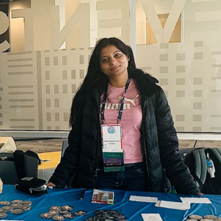 Ria Ghosh presenting her research at the 2026 Society for Freshwater Science Annual Meeting