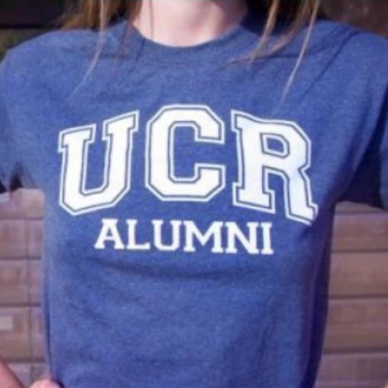 person wearing UCR Alumni t-shirt