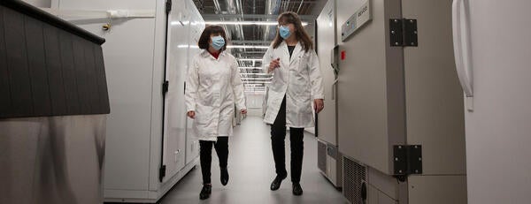 Isgouhi Kaloshia, left, and Katherine A. Borkovich, are the researchers that helped put together a testing lab in the Multidisciplinary Research Building. Photo Credit: Stan Lim