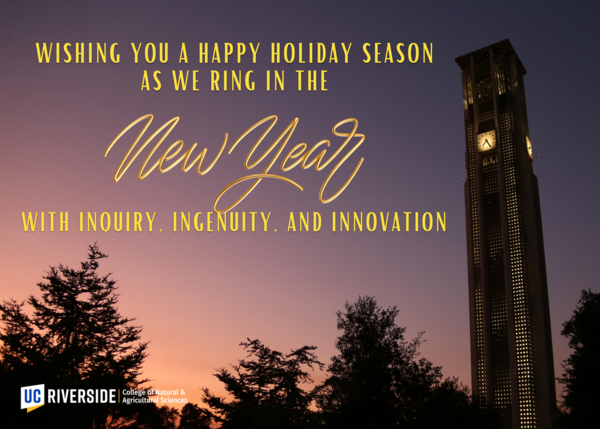 CNAS Happy Holiday message 2022 with bell tower in background