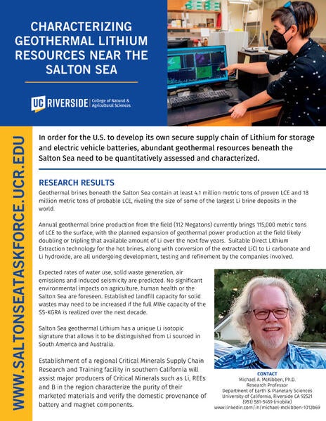 Characterizing Geothermal Lithium Resources Near the Salton Sea Info Sheet