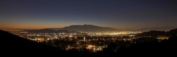 Comet Neowise over UC Riverside at night