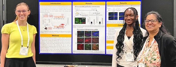 Marie-Rose Osei and Claire Van Der Linden with UCR Professor Viji Santhakumar - UCR Department of Molecular Cell and Systems Biology