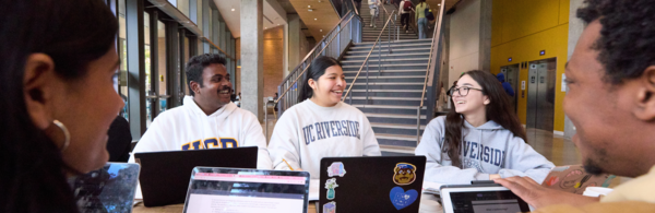 Students talking in Student Success Center