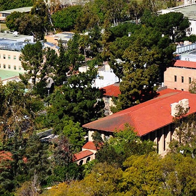 Aerial view of the campus and moutains (c) UCR