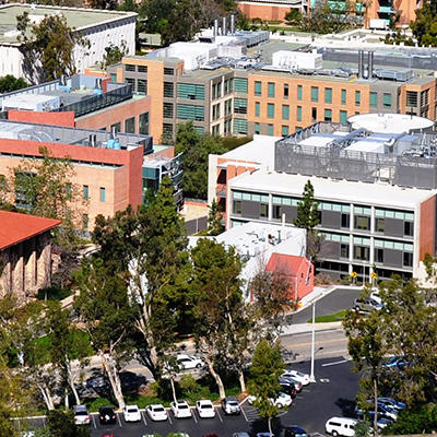 Aerial view of the campus and moutains (c) UCR