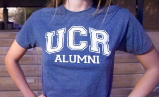 person wearing UCR Alumni t-shirt