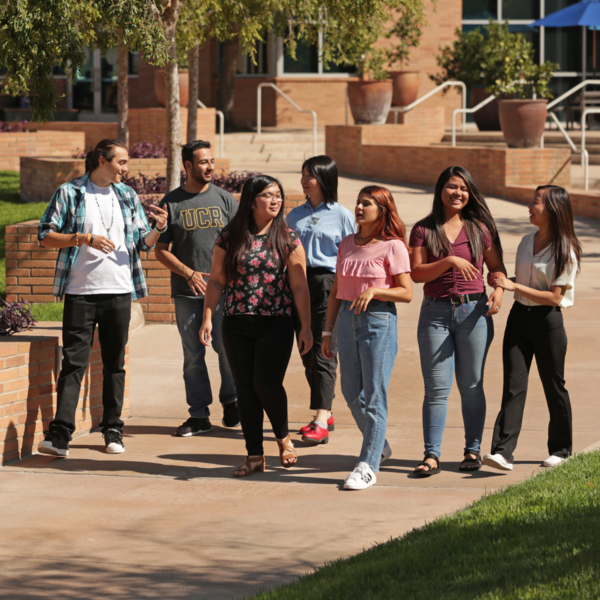 Students walking across UCR campus