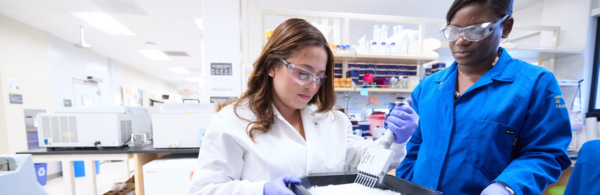 Dawn Nagel and student in lab