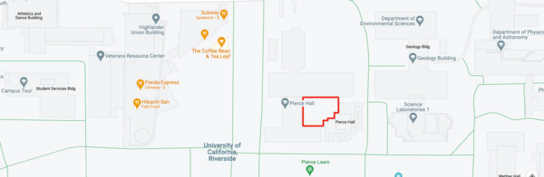 Pierce Hall Courtyard Map at UCR CNAS