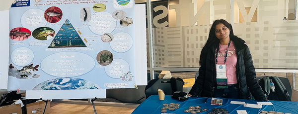 Ria Ghosh presenting her research at the 2026 Society for Freshwater Science Annual Meeting