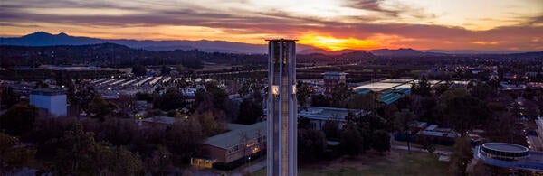 UC Riverside Belltower and Campus at Sunset