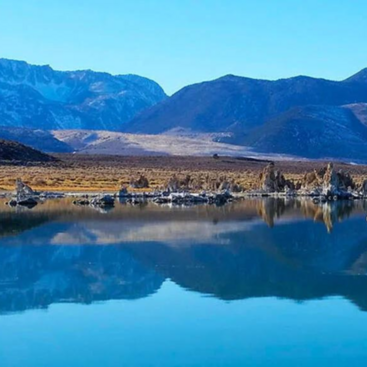 Geophysics mountain range and lake