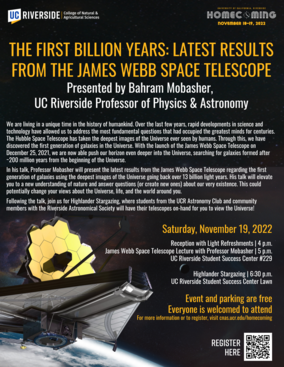 Homecoming 2022 - James Webb Space Telescope Event Flyer