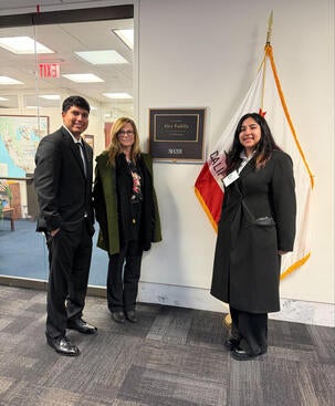 Angel Zarobinski, Mia Alvarado, and Logan Reynosa at Senators Alex Padilla's office.