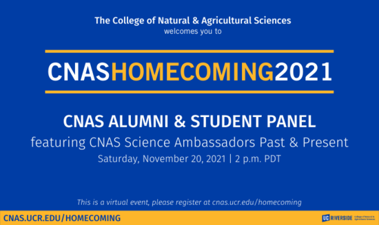 CNAS Homecoming 2021 Alumni & Student Panel Flyer