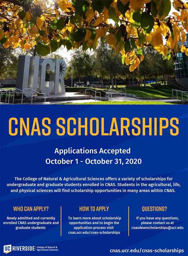 CNAS Scholarships flyer 2020-2021