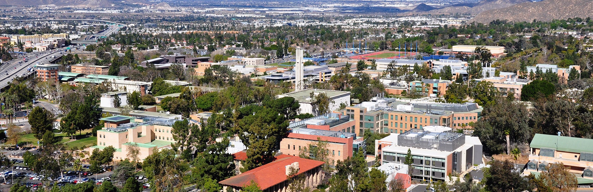 Aerial view of the UC Riverside campus (c) UCR
